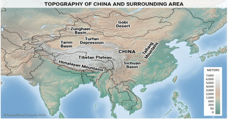 Топографическая карта местности Китая